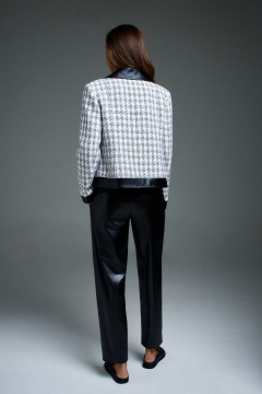 Жакет укороченный двубортный из текстиля и экокожи DILIA 0901 мультидизайн - фото 3