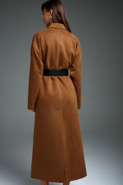 Пальто прямого силуэта на пуговицах с прорезными карманами DILIA 0904 коричневый - фото 3