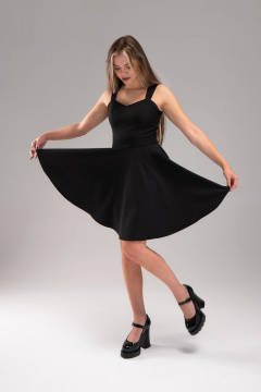 Платье коктейльное короткое приталенное на широких бретелях AVEEVA 5202 черный - фото 3