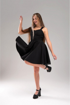 Платье коктейльное короткое приталенное на широких бретелях AVEEVA 5202 черный - фото 1