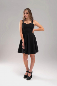 Платье коктейльное короткое приталенное на широких бретелях AVEEVA 5202 черный - фото 2