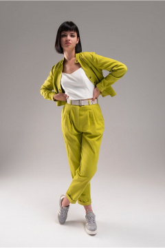 Джинсовый костюм 2-ка желтый средняя плотность с ремнем AVEEVA 5467/5837 лаймовый пунш - фото 4