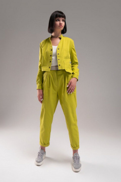 Джинсовый костюм 2-ка желтый средняя плотность с ремнем AVEEVA 5467/5837 лаймовый пунш - фото 1