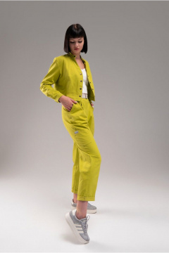 Джинсовый костюм 2-ка желтый средняя плотность с ремнем AVEEVA 5467/5837 лаймовый пунш - фото 3