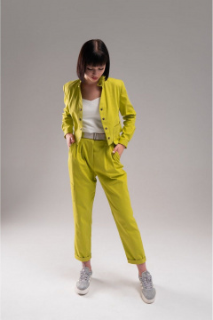 Джинсовый костюм 2-ка желтый средняя плотность с ремнем AVEEVA 5467/5837 лаймовый пунш - фото 2