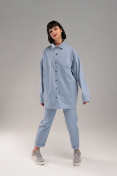 Джинсовая куртка желтая с леопардовыми отделками AVEEVA 5470 голубой - фото 5