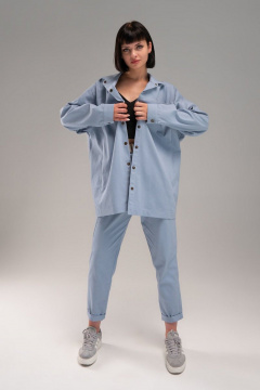 Джинсовая куртка желтая с леопардовыми отделками AVEEVA 5470 голубой - фото 2