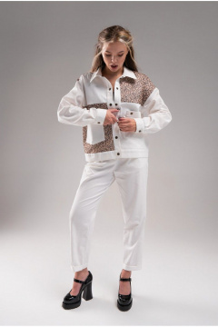 Молочные джинсовые брюки с зауженным низом и карманами AVEEVA 5837 молочный - фото 1