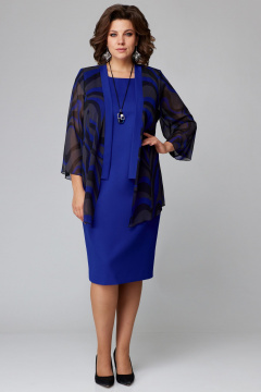 Полуприлегающее синее платье с рельефами и молнией на спинке Мишель стиль 1218 сапфир - фото 4