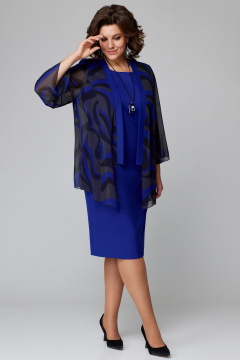 Полуприлегающее синее платье с рельефами и молнией на спинке Мишель стиль 1218 сапфир - фото 2