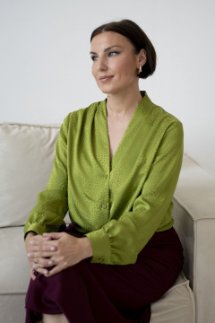 Блуза из текстиля с длинным рукавом и пуговицами Nadex 20-094110/518-24 зеленый - фото 1