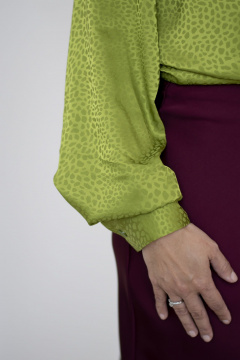 Блуза из текстиля с длинным рукавом и пуговицами Nadex 20-094110/518-24 зеленый - фото 4