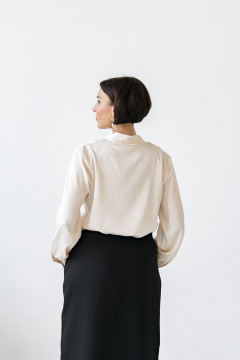 Блуза из текстиля с длинным рукавом и принтом Nadex 20-094110/518-24 бежевый - фото 4