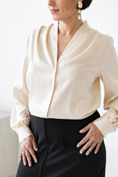 Блуза из текстиля с длинным рукавом и принтом Nadex 20-094110/518-24 бежевый - фото 3