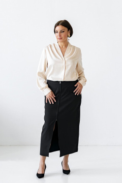 Блуза из текстиля с длинным рукавом и принтом Nadex 20-094110/518-24 бежевый - фото 1