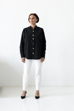 Блуза из гладкой ткани с длинным рукавом и стойкой воротником Nadex 20-094710/220-24 черный - фото 1