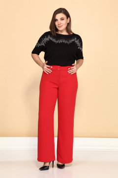 Красные деловые брюки со стрелками и застежкой Klever 376С красный - фото 1