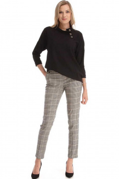 Женские брюки с складками и карманами на молнии Klever 376В серый_клетка - фото 1