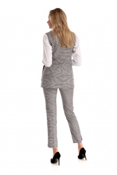 Деловой костюм из текстиля: жилет и брюки с поясом Klever 376/275 серый_клетка - фото 4