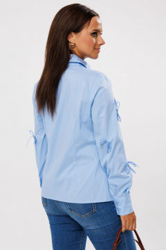 Демисезонная блуза из текстиля с бантиками на рукавах Mubliz 196 голубой - фото 3