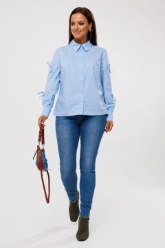 Демисезонная блуза из текстиля с бантиками на рукавах Mubliz 196 голубой - фото 1