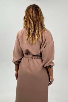 Платье свободного кроя с поясом и спущенным рукавом Nati Brend 0030 бежевый - фото 2