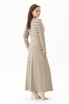 Платье в полоску с запахом и диагональной юбкой Fantazia Mod 4890 беж - фото 4