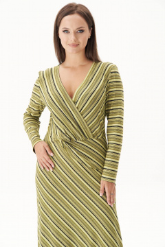 Платье в полоску с отрезной лифом и запахом Fantazia Mod 4890 лайм - фото 4