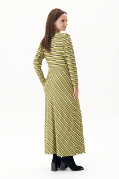 Платье в полоску с отрезной лифом и запахом Fantazia Mod 4890 лайм - фото 3