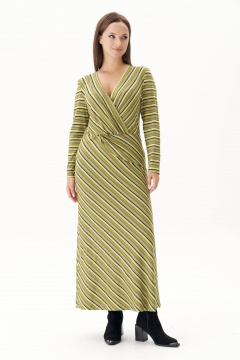 Платье в полоску с отрезной лифом и запахом Fantazia Mod 4890 лайм - фото 2