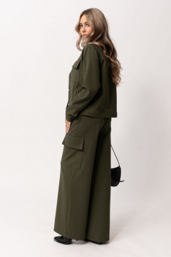 Зеленые прямые брюки с отрезным поясом и карманами Golden Valley 16604 темно-зеленый - фото 3