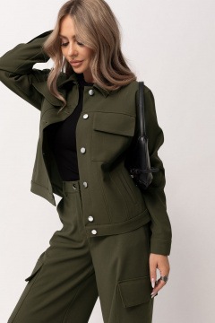 Зеленые прямые брюки с отрезным поясом и карманами Golden Valley 16604 темно-зеленый - фото 2