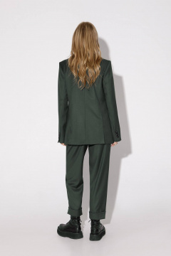 Деловой костюм-двойка: жакет с шлицами и брюки со складками PiRS 4937 хаки - фото 3
