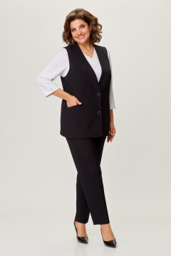 Костюм 3-ка из текстиля: жилет, блуза с нагрудными вытачками и брюки БАГРЯНИЦА 2238 - фото 2