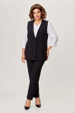 Костюм 3-ка из текстиля: жилет, блуза с нагрудными вытачками и брюки БАГРЯНИЦА 2238 - фото 1