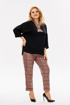 Комплект брюк и блузы из вискозы с съемным галстуком Michel chic 1391 бордо,черный - фото 5