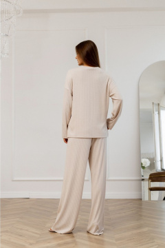 Комплект из мягкого вискозного трикотажа с брюками и джемпером Atelero 1108 бежевый - фото 3