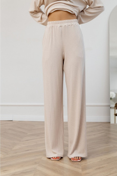 Бежевые трикотажные брюки с высокой посадкой и карманами Atelero 1109 бежевый - фото 1