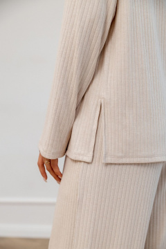 Джемпер из мягкого трикотажа с разрезами по бокам Atelero 1110 бежевый - фото 5