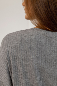 Джемпер свободного силуэта из трикотажа с разрезами Atelero 1110С серый - фото 5