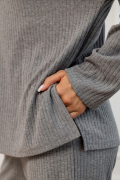 Джемпер свободного силуэта из трикотажа с разрезами Atelero 1110С серый - фото 4