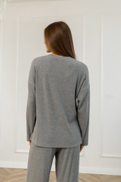 Джемпер свободного силуэта из трикотажа с разрезами Atelero 1110С серый - фото 3