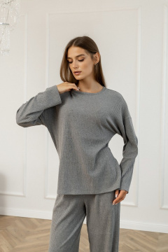 Джемпер свободного силуэта из трикотажа с разрезами Atelero 1110С серый - фото 2