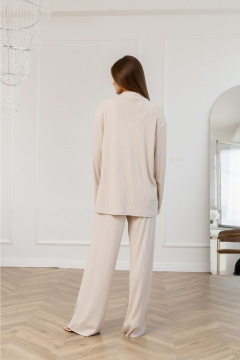 Повседневный комплект из мягкого трикотажа с брюками и кардиганом Atelero 1111 бежевый - фото 2