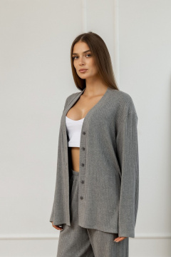 Брюки и кардиган из трикотажа высокая посадка Atelero 1111С серый - фото 4