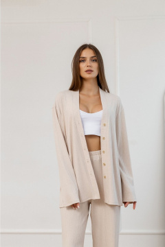 Кардиган из трикотажа свободный прямой по центру пуговицы Atelero 1112 бежевый - фото 5