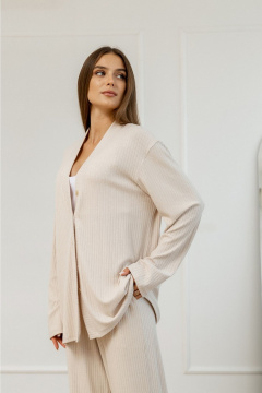 Кардиган из трикотажа свободный прямой по центру пуговицы Atelero 1112 бежевый - фото 4