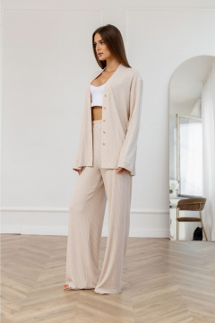 Кардиган из трикотажа свободный прямой по центру пуговицы Atelero 1112 бежевый - фото 1