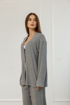Кардиган из трикотажа свободный прямой по центру пуговицы Atelero 1112С серый - фото 4