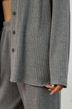 Кардиган из трикотажа свободный прямой по центру пуговицы Atelero 1112С серый - фото 3